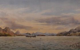 Carlsen, C. (19./20. Jh.), 2 Aquarelle, "Motive einer Chilereise, Schiff bei Smyth Channel bzw.