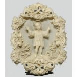 Miniaturschnitzerei, Elfenbein, "Segnendes Christuskind", Ende 19. Jh., 7 cm hoch