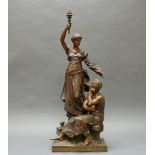 Bronze, braun patiniert, "Ruhm der Arbeit", auf der Plinthe bezeichnet H. Levasseur, Gießerstempel