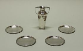 Tischvase, Silber 925, London, 1905, Goldsmiths & Silversmiths Company, oktogonal, zwei Handhaben,