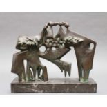 Bronze, "Abstrakt", auf Steinsockel, 31 cm hoch (Gesamtmaß). Peter Balogh, 1920 - 1994, Bildhauer