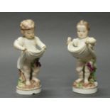2 Porzellanfiguren, "Mädchen", "Knabe", wohl Meissen um 1770-1780, Schwertermarke, Amoretten mit