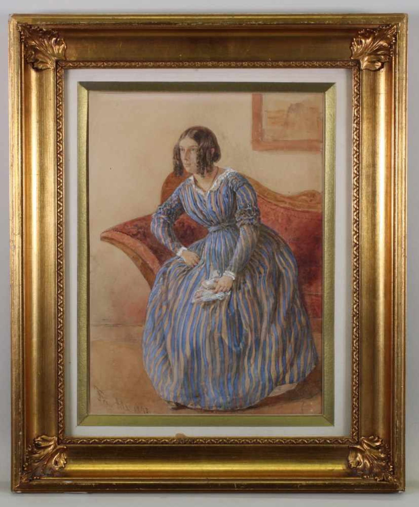 Alt, Franz von (1821 - 1914), wohl, Aquarell, "Frau auf dem Sofa", signiert und datiert unten rechts - Bild 2 aus 3