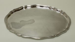 Vorlegeplatte, Silber 925, Bruckmann, oval, passig-geschweifter Profilrand, 45.5 x 35 cm, ca. 1.