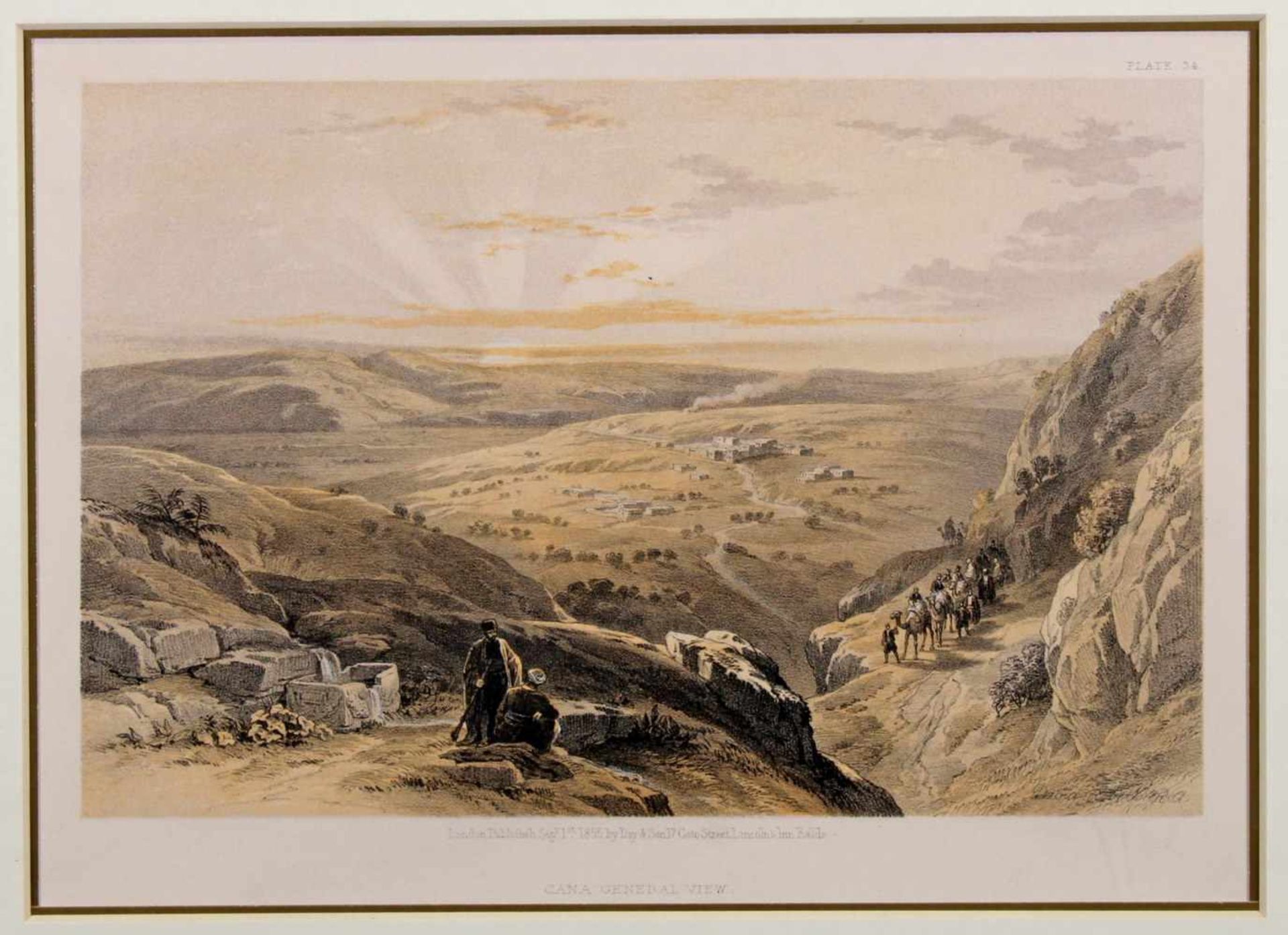 2 kolorierte Lithografien, "Cana, General View", "Jacob's Well at Shechem", David Roberts, Plate