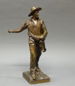 Bronze, braun patiniert, "Der Säer", auf der Plinthe bezeichnet Yvonne Dieterle, 43 cm hoch.