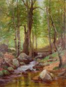 Eschwege, Elmar, Freiherr von (1856 - 1935), "Bachlauf im Sommerwald", Öl auf Leinwand, auf