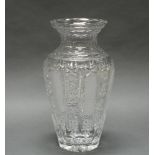 Vase, Ende 1960er Jahre, farbloses Kristallglas, konisch, Schliff- und Facettendekor, an unteren