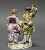 Porzellanfigur, "Tanzendes Paar mit Blumengirlande", Schwertermarke, 1850-1924, 1. Wahl,
