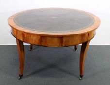 Tisch, Biedermeier, um 1825, Kirschholz, mit eingelassener Lederplatte, 76 cm hoch, ø 128 cm, auf