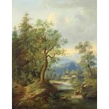 Boehm, Eduard (Wien 1830 - 1890, österreichischer Landschaftsmaler), "Bachlauf in