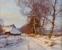 Holtrop (Holtrup), Jan (1907 - 1995, Landschaftsmaler), "Wintersonne über den Waldrand", Öl auf