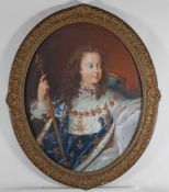 Porträtmaler (18./19. Jh.), "Bildnis Ludwig XV", Pastell auf Papier, auf Leinwand, 77 x 62 cm (