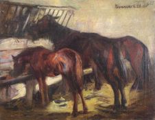 Baranski, Emil Laszlo (1877 Plankenburg - 1941 Budapest, Genremaler), "Im Pferdestall", Öl auf