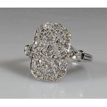 Ring, Art Deco-Stil, WG 585, Diamanten zus. ca. 0.26 ct., 4 g, RM 17.5