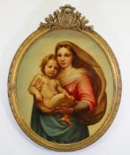 Kopist (Ende 19. Jh.), "Madonna mit Kind", Kopie nach der Sixtinischen Madonna von Raffael in