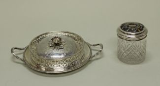 Présentoir, Silber 925, London, 1868, Henry Holland, Galerierand, Perlschnur, zwei Handhaben, ø 17