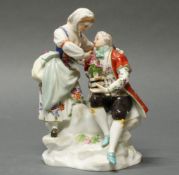 Porzellangruppe, "Gärtnerpaar", Meissen, Schwertermarke, 1. Wahl, Modellnummer E 66, auf einem