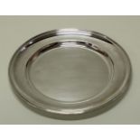 Teller, Silber 800, Italien, glatt, Profilrand, ø 25.2 cm, ca. 277 g