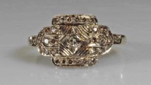 Ring, um 1880, GG 750, weiß belötet, Diamanten zus. ca. 0.39 ct., 2 g, RM 17