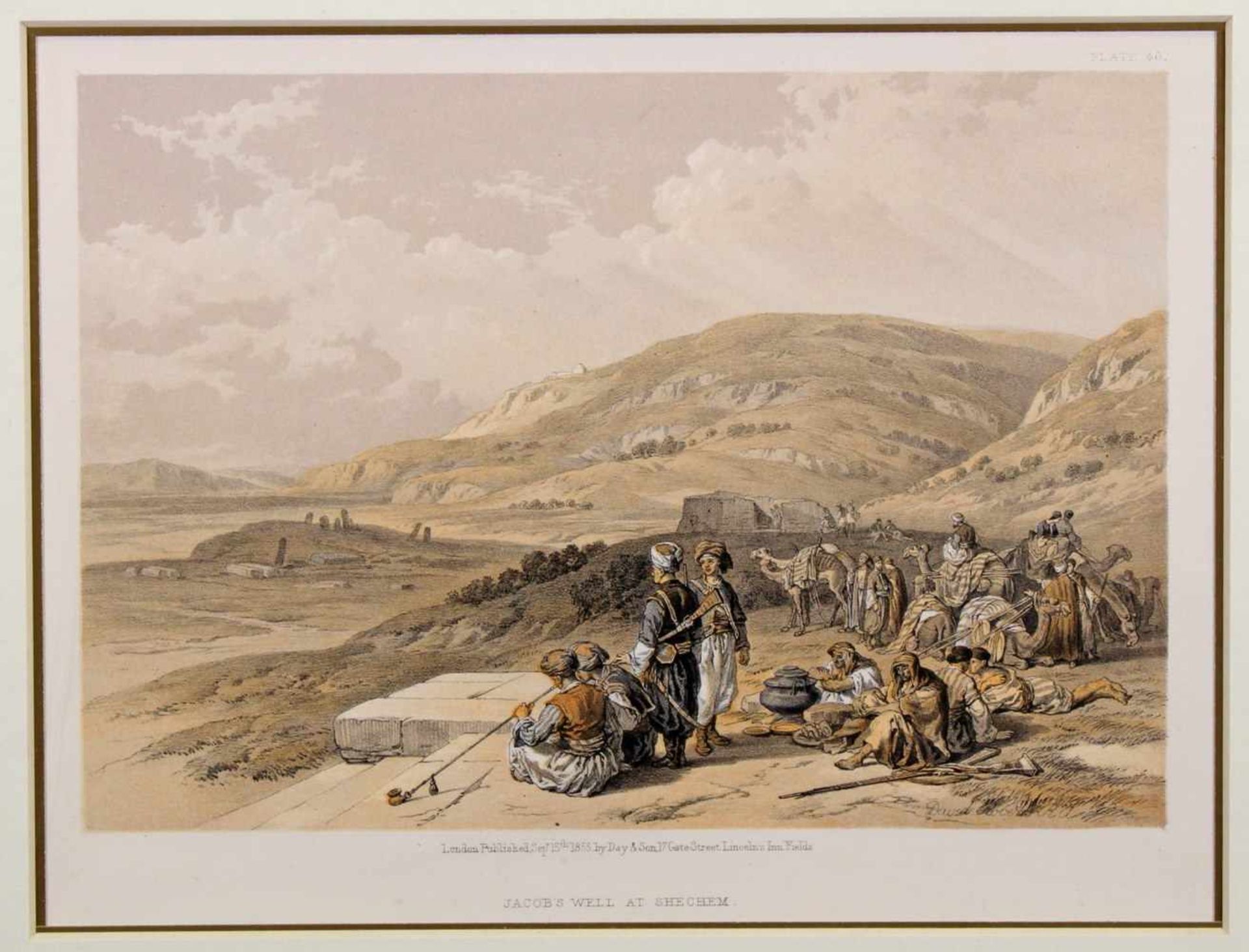 2 kolorierte Lithografien, "Cana, General View", "Jacob's Well at Shechem", David Roberts, Plate - Bild 2 aus 2