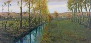 Vianello, Marcello (1909 - 1985, Landschaftsmaler), "Sommerlandschaft", Öl auf Leinwand, signiert