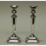Paar Kerzenleuchter, Silber 925, Sheffield, 1908, James Dixon & Sons, oktogonale Form mit