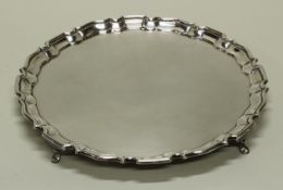 Tablett, Silber 925, London, 1907, Daniel & John Wellby, gebuchteter Profilrand, glatter Spiegel,