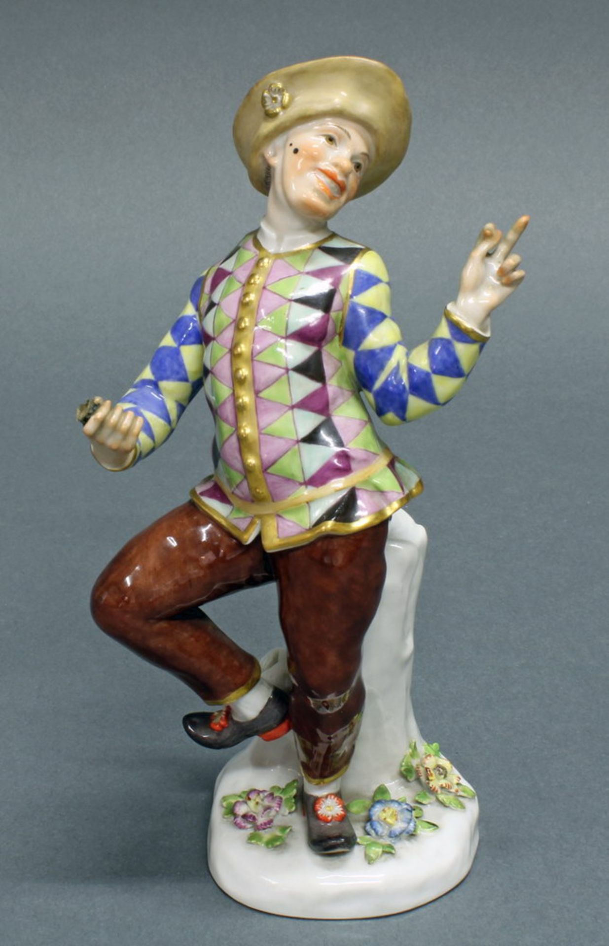 Porzellanfigur, "Harlekin mit Pritsche", Meissen, Schwertermarke, 2. Wahl, Modellnummer 237,