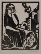 Schrimpf, Georg (1889 München - 1938 Berlin, Maler und Grafiker), Holzschnitt, "Mutter", signiert,