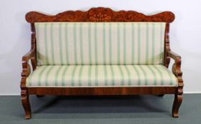 Sofabank, Biedermeier, Österreich/Ungarn, um 1840/50, verschiedene Hölzer, Intarsien, 177 cm