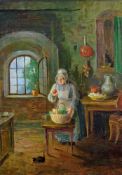 Schleh, C.F.W. (deutscher Maler, um 1900), "Die Küchenmagd", Öl auf Leinwand, signiert unten