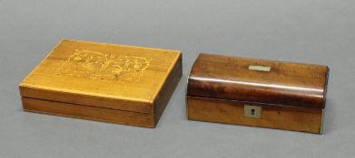 2 Schatullen, um 1900, diverse Hölzer, 3 x 14.8 x 11 cm bzw. 5 x 13.8 x 6.8 cm