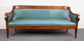 Sofa, Frankreich, um 1820, Palisander, teils massiv/furniert, grüner Lederbezug, 197 cm breit,