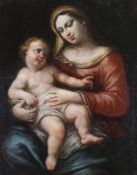 Italienischer Maler (17. Jh.), "Madonna mit Kind", Öl auf Leinwand, doubliert, 85 x 68 cm, stark