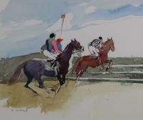 Urbach, Walter (1925 Neuss - 2018 Kaarst), "Flachrennen bzw. Hürdenrennen in Neuss", 2 Aquarelle,