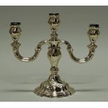 Kerzenleuchter, Silber 925, deutsch, gedrehte Züge, dreiflammig, geschwert, Tülleneinsätze, 24 cm