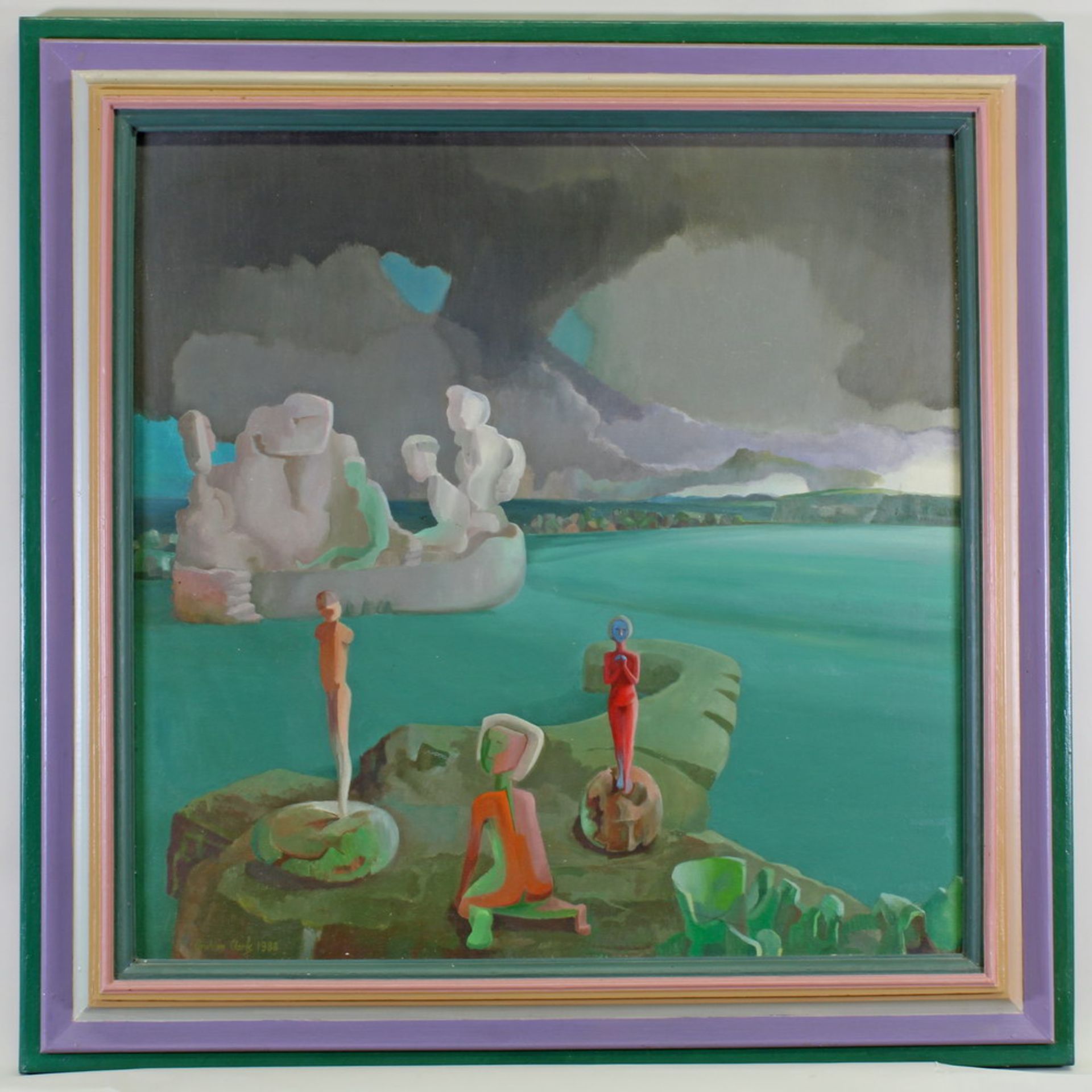 Clarke, Graham (geb. 1941, Maler und Zeichner) "Surreale Darstellung", Öl auf Leinwand, signiert und - Image 2 of 5