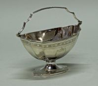 Zuckerschale, Silber 925, London, 1796, Solomon Hougham, gefächert, Kartuschen und Zierbordüre, Rand