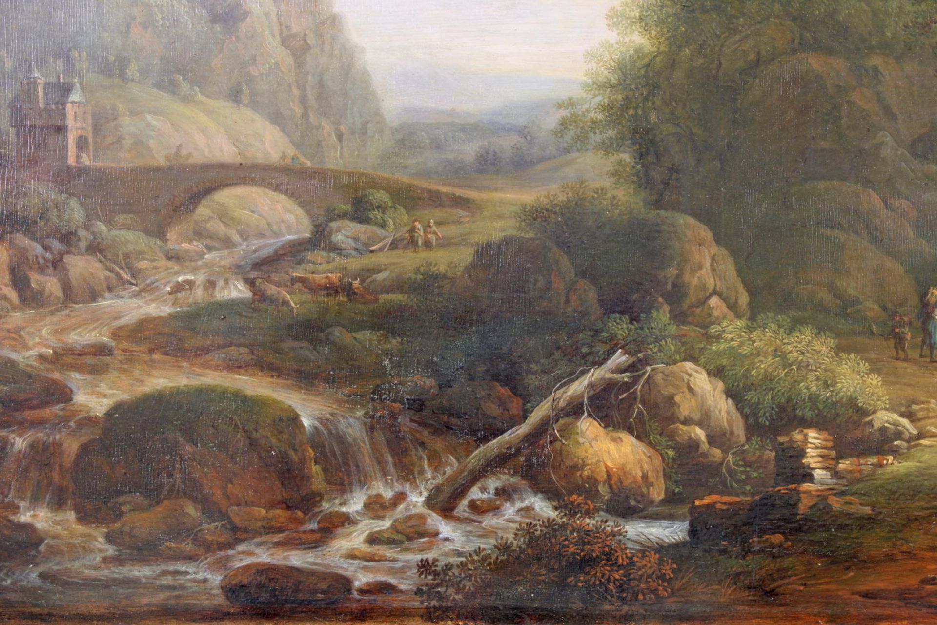 Manskir(s)ch, Franz (1768 Ehrenbreitstein - 1830 Danzig), "Wanderer in Flusslandschaft", Öl auf - Image 6 of 12