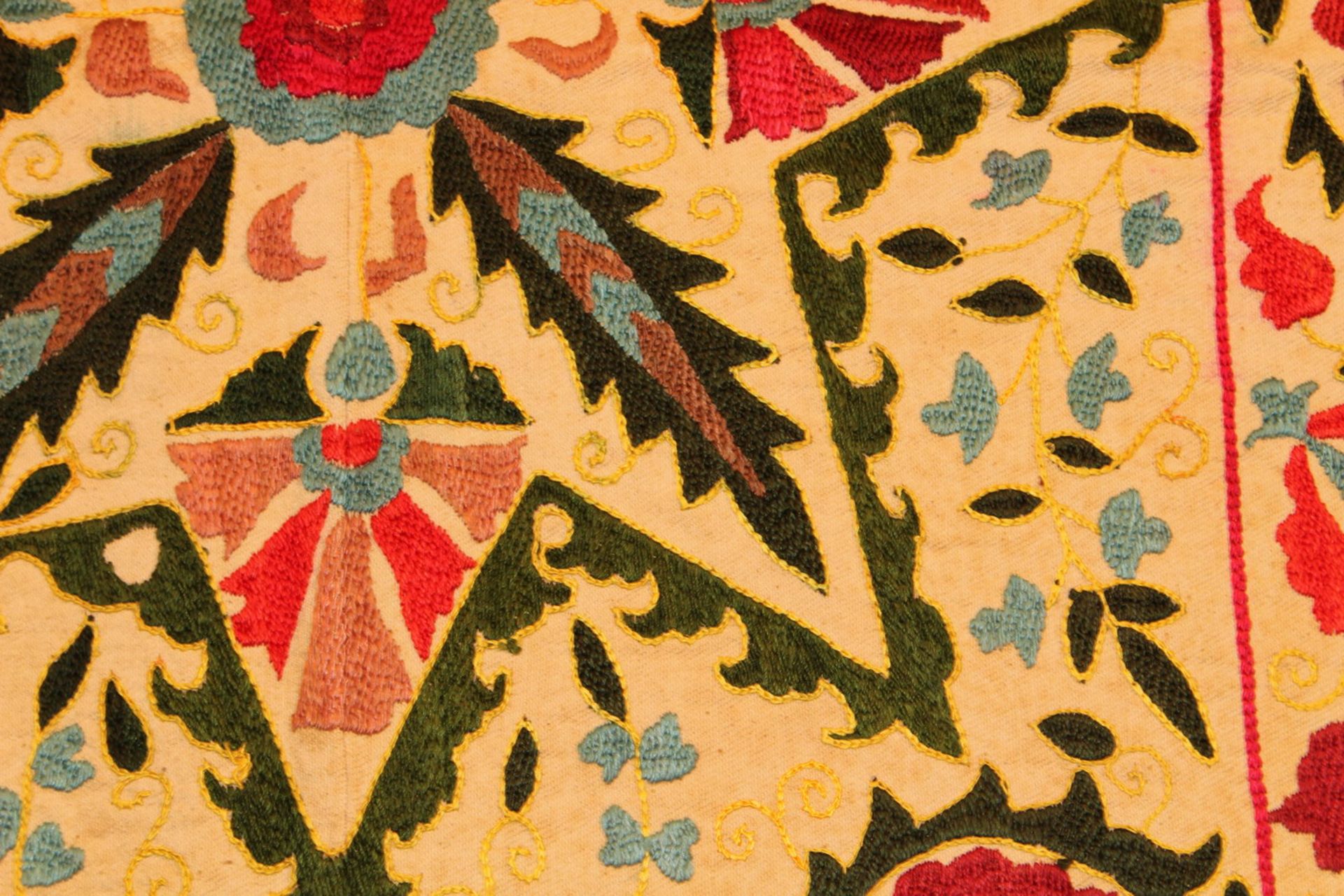 Wandbehang, Suzani, Usbekistan, Seide auf Leinen, zweibahnig, ca. 1.60 x 1.0 m - Image 3 of 4