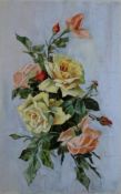Blumenmaler (um 1900), "Rosenbouquet", Öl auf Leinwand, 55 x 35 cm