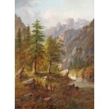 Boehm, Eduard (Wien 1830 - 1890, österreichischer Landschaftsmaler), Pendants, "Wanderer im