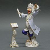 Porzellanfigur, "Affe als Dirigent mit Notenpult", Meissen, Schwertermarke, 1. Wahl, Modellnummern