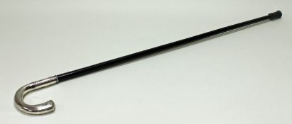 Gehstock, um 1900, Krücke Silber 800, Monogramm, schwarzer Holzschuss, 90 cm hoch, Gebrauchsspuren
