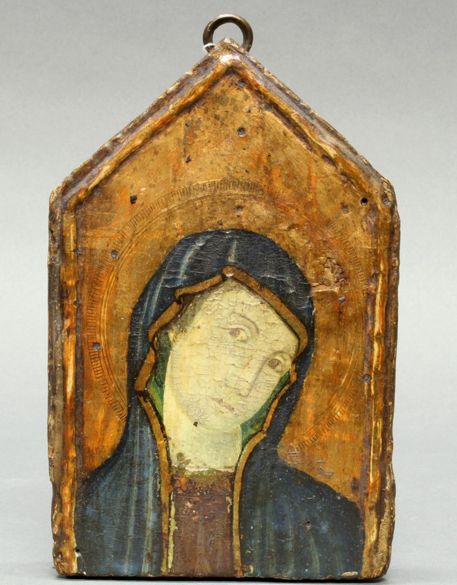 Italienischer Maler (wohl 14./15. Jh.), "Madonna", Tempera auf Holz, mit Goldgrund, 18.5 x 12.5