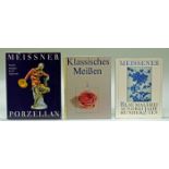 3 Bücher, "Meissen Porzellan": "Klassisches Meißen", VEB Meißen; "Meissener Blaumalerei aus drei