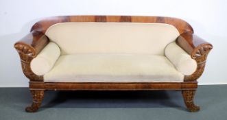 Sofa, norddeutsch, Biedermeier, um 1830, Mahagoni, seitlich Füllhörner, 200 cm breit, diverse