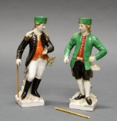 2 Porzellanfiguren, "Preußischer Bergmann", "Hannoverscher Bergmann", KPM Berlin, polychrom und