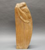 Skulptur, Holz geschnitzt, "Versöhnung", verso bezeichnet SLvB, 1940, Buchenholz, 70 cm hoch.